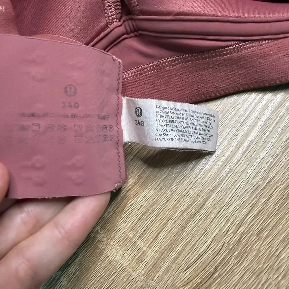 Lululemon Run Times Bra High Support mauve size 34G gym workout